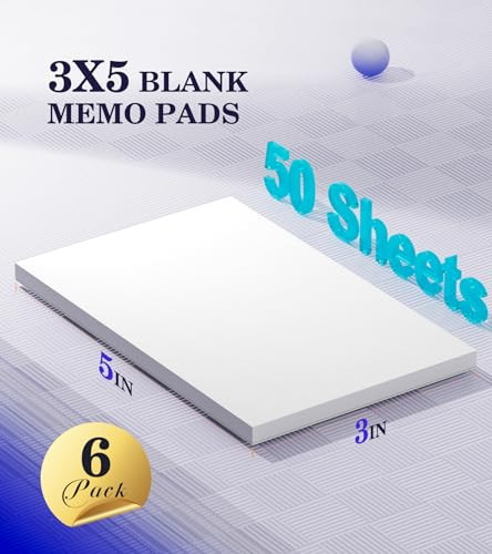 Notepads 3x5, 6 Pack Small Note Pads, Server Note Pads, Scratch Pads 3x5, Memo