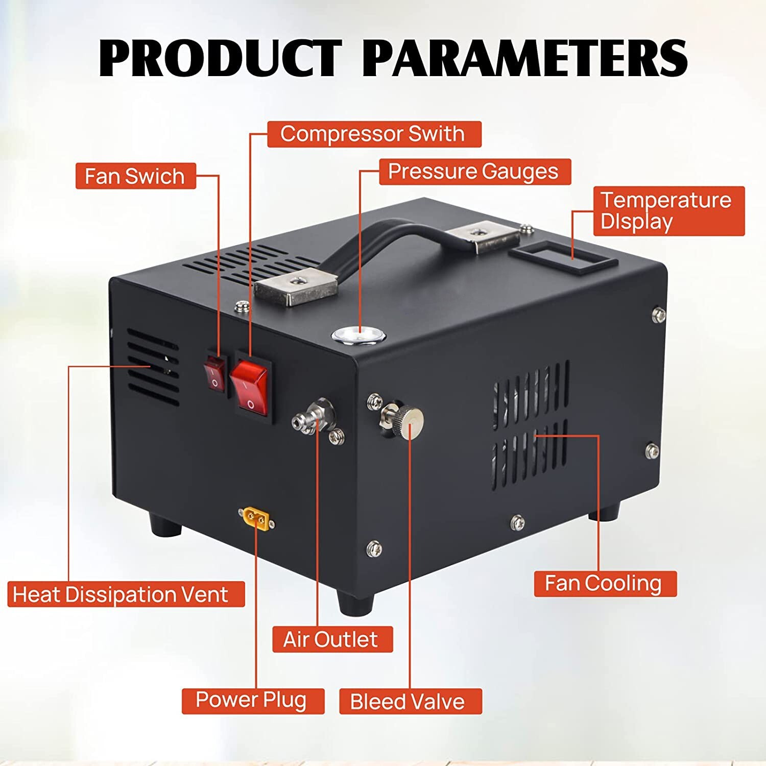 PCP Air Compressor 12V/110V/220V Manual-Stop High Pressure PUMP 30Mpa/4500Psi