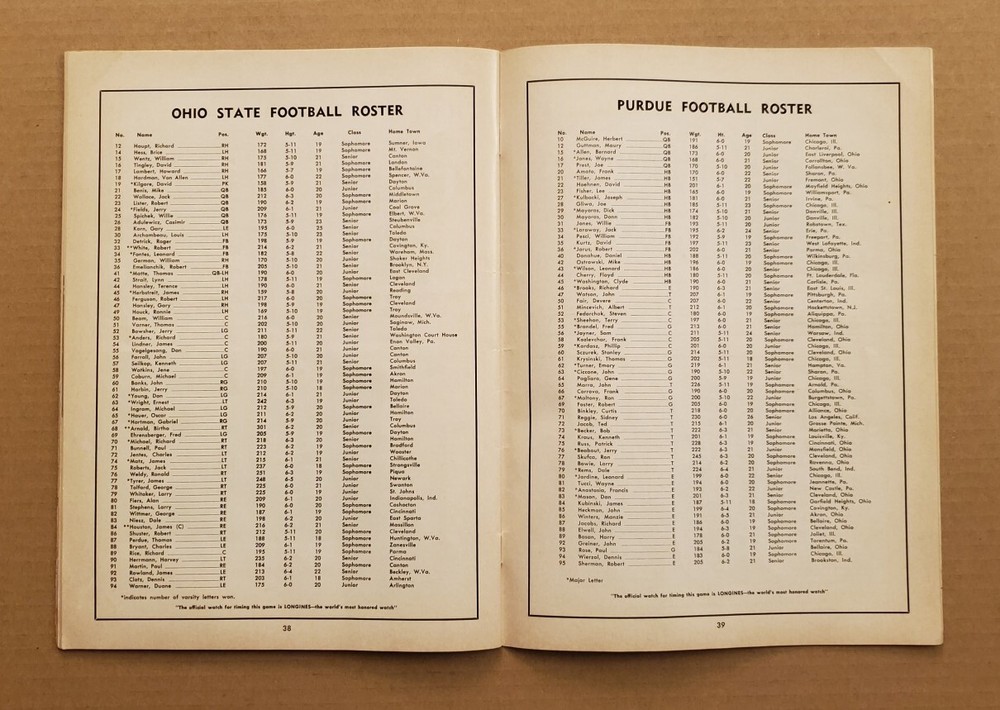 1189----1959 Ohio St at Purdue FB program - Homecoming Game