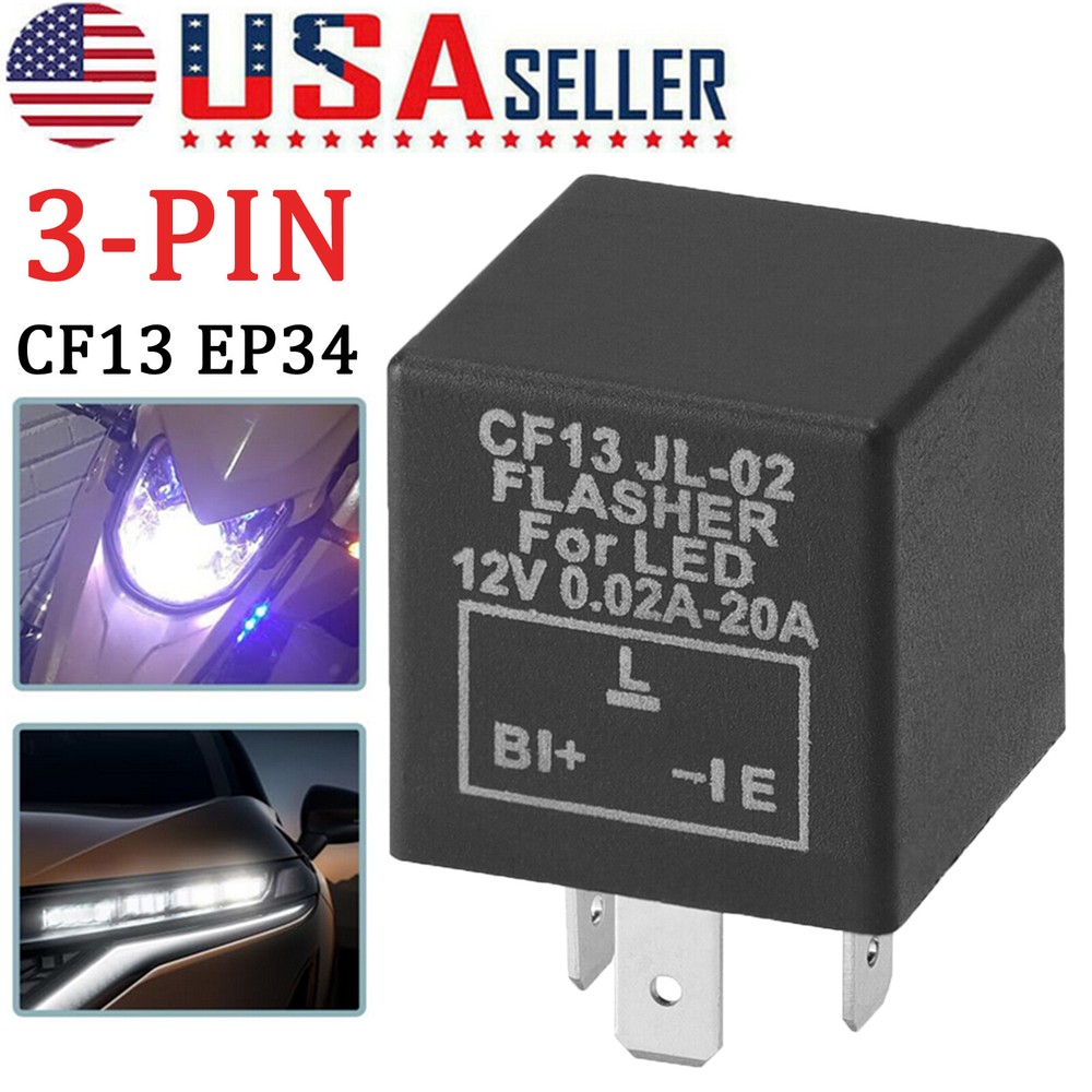 3 Pin Car Flasher LED Relay Fix Light Hyper Flash Turn Signal Decoder CF13 EP34