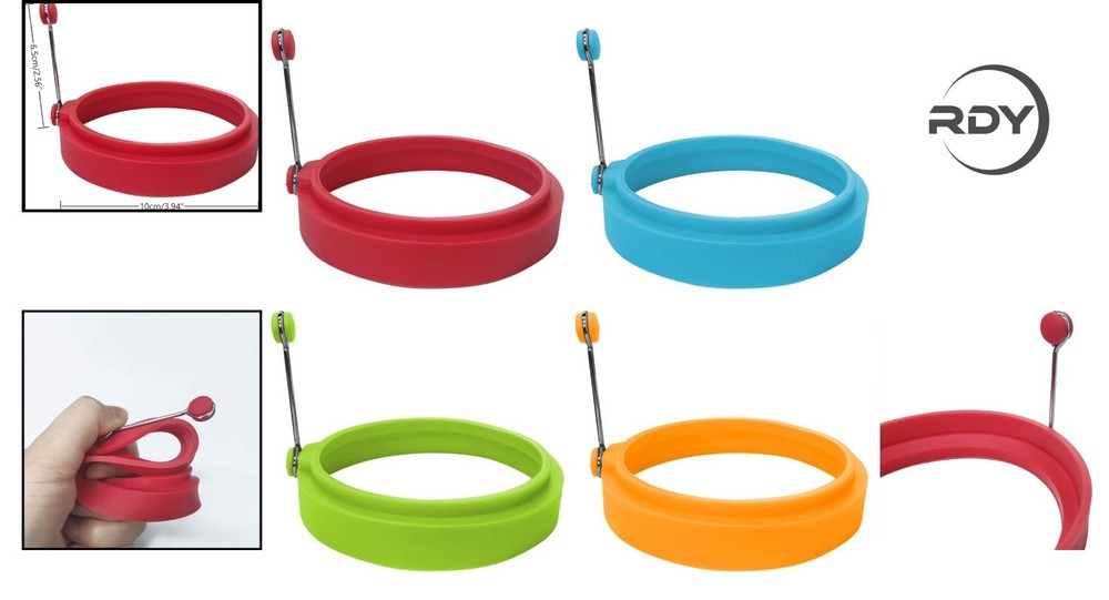 Multicolor Non-Stick Silicone Egg Ring Set - Perfect for Effortless Fried Eggs