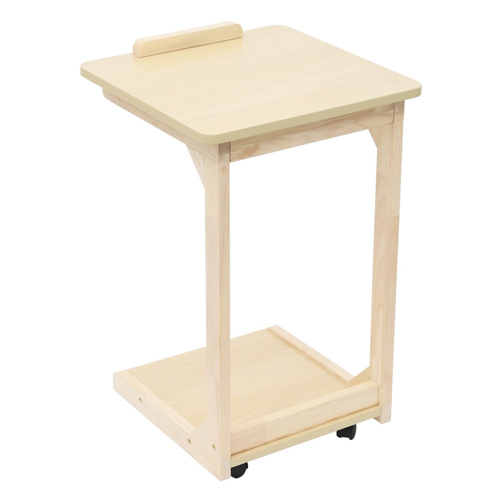 2-tier C Shaped Table Adjustable Angle C Table with Wheels 25kg Load Couch Table