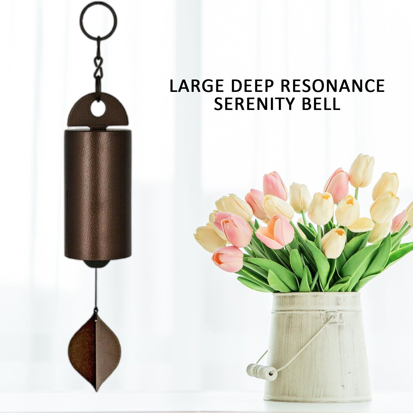 Large Deep Resonance Serenity Metal Bell Heroic Wind Chimes Outdoor Garden Decor