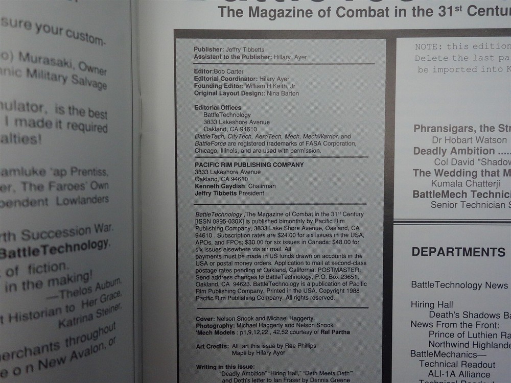 Battletech: Battle Technology Issue 7