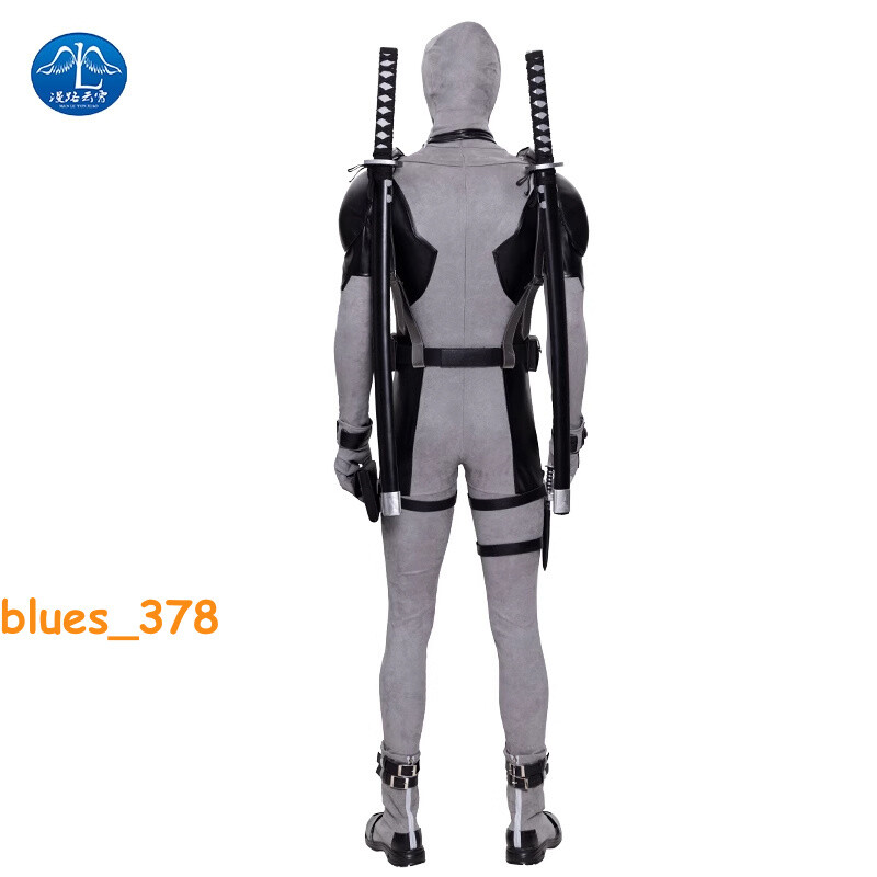 X-FORCE Gray Deadpool Halloween Cosplay Jumpsuit Costume Accessories Suit Lot