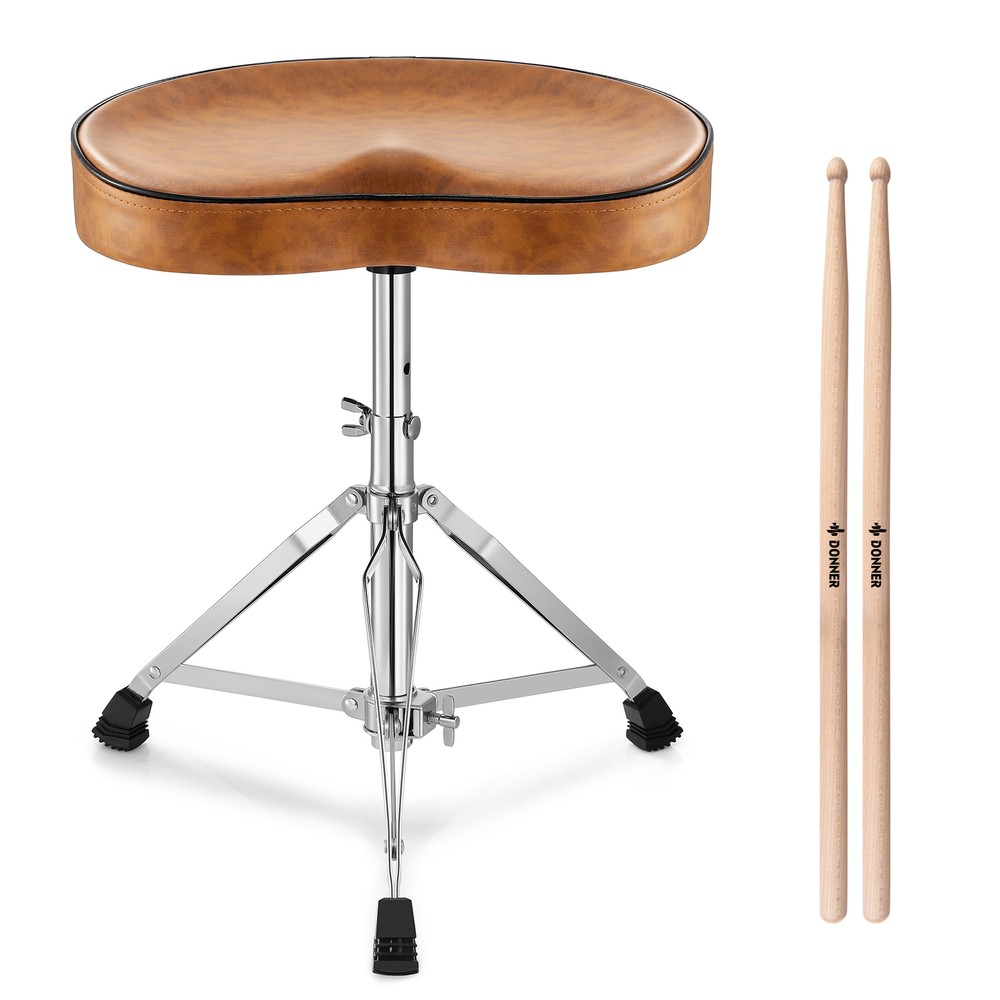 🪑 Donner Drum Throne Stool Padded Seat Height Adjustable Rotatable + Drumsticks