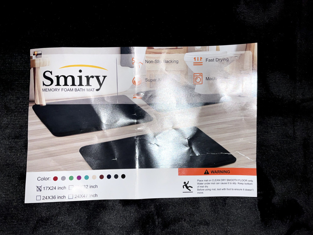 New Black Smiry Memory Foam Mat