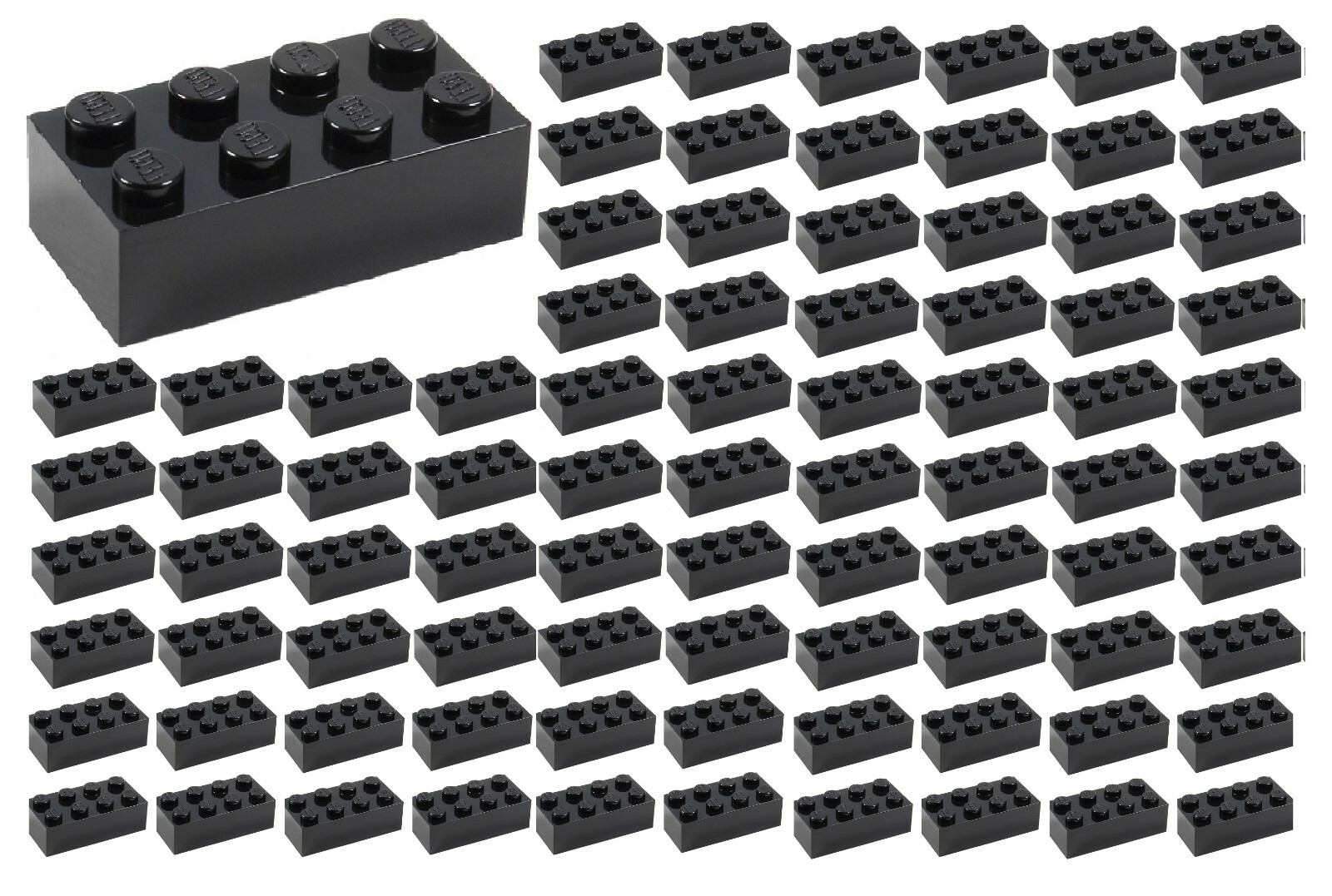 ☀️100 NEW LEGO 2x4 BLACK Bricks (ID 3001) BULK Parts star wars Starwars lot