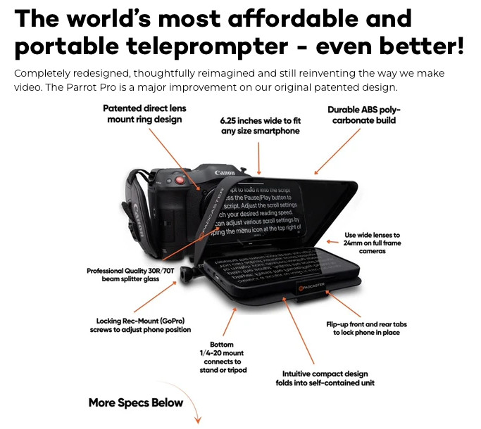 Podcaster Parrot Pro Teleprompter Kit