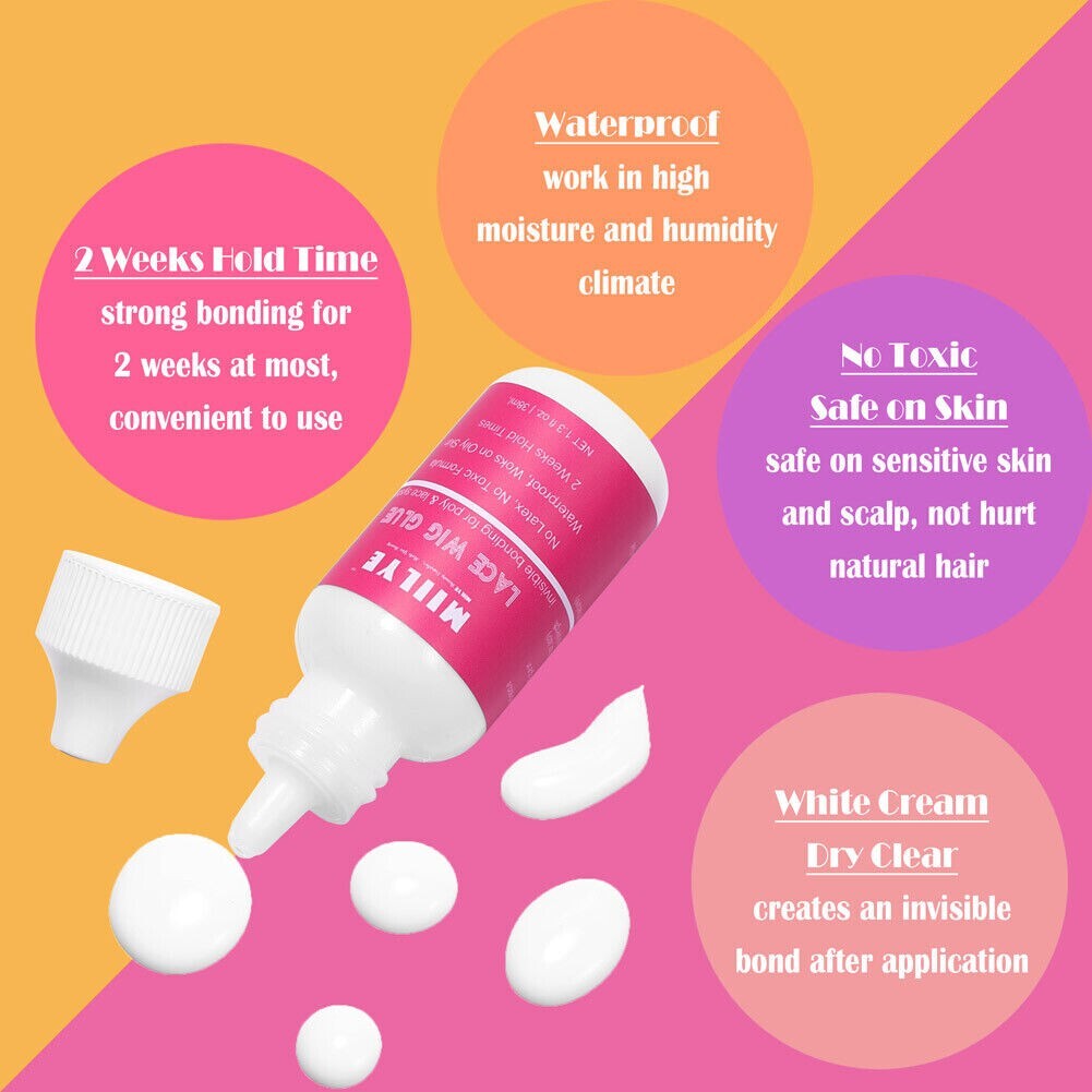 2 Pack Wig Glue Front Lace Wig Waterproof Lace Front Glue Bold Hold Waterproof