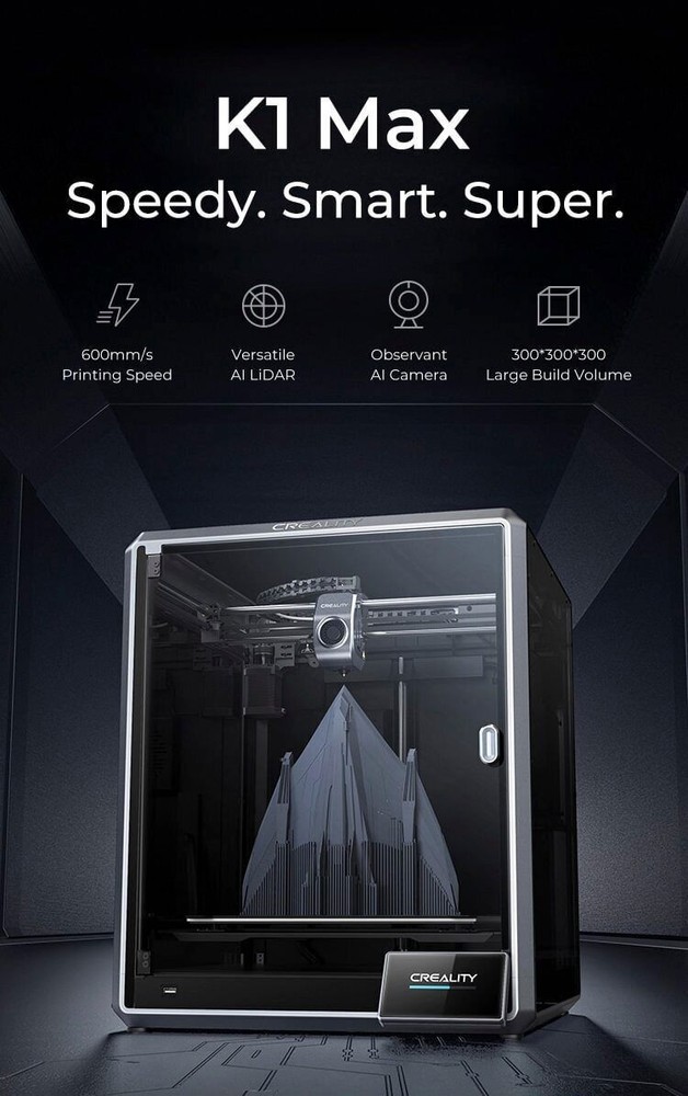 Creality K1 Max 3D Printer, 600mm/s High-Speed w/Auto Leveling Smart AI Function
