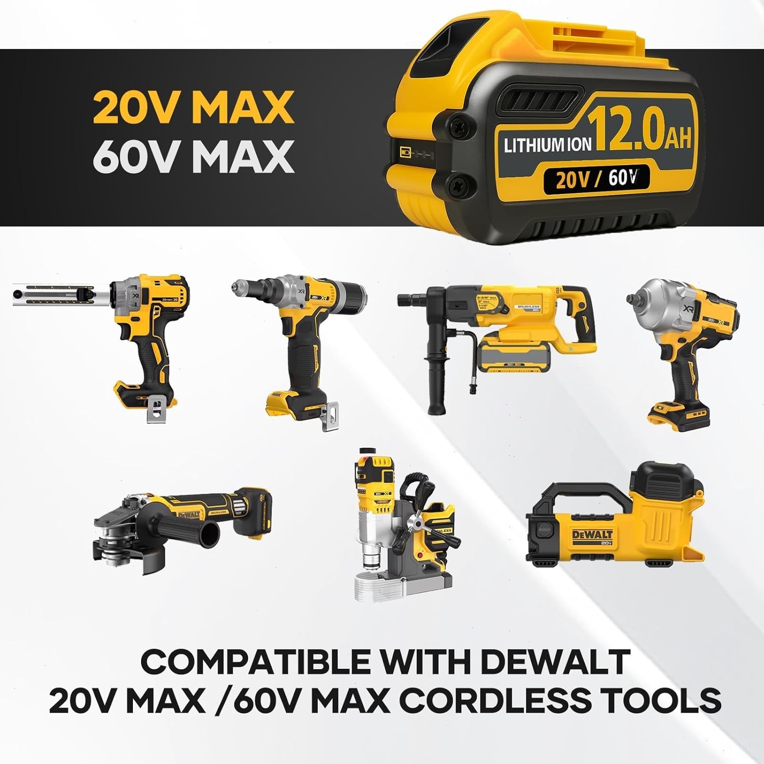 2Pack 12.0AH DCB609-2 For DEWALT DCB612 20V/60V MAX FLEXVOLT Lithium-Ion Battery