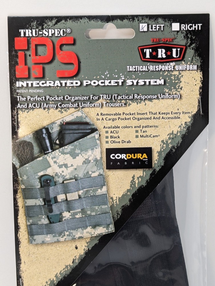 TRU-SPEC IPS Integrated Cargo Pocket Organizer System BLACK Tactical LEFT New!