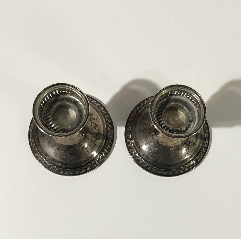 Vintage 3.5” Raimond Sterling Silver Weighted Candle Holders 408 grams NICE