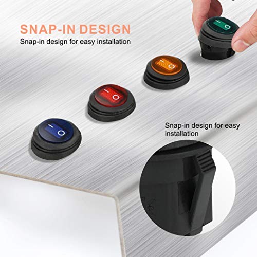 Waterproof Round Rocker Toggle Switch 2 Position DC 12V 20A ON Multicolored