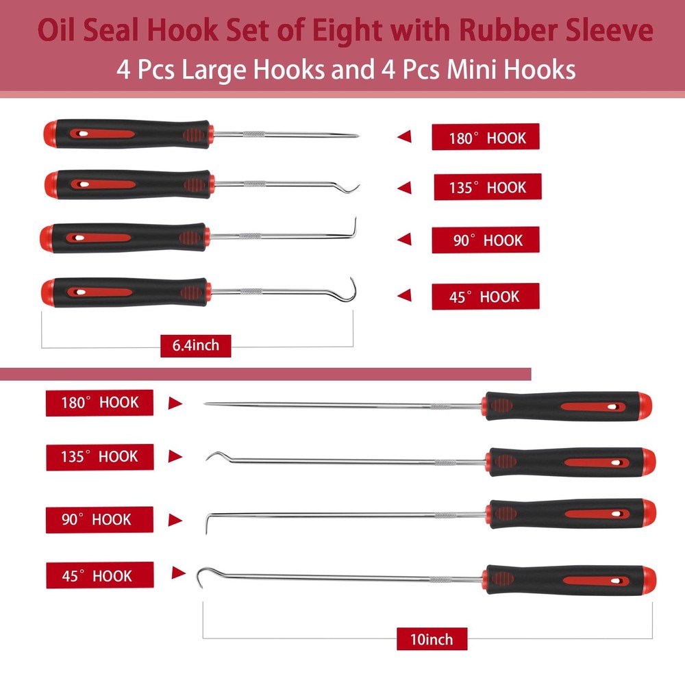 8 Pieces Pick Set, Tool, Precision Automotive Hook Sleeve reddish-black