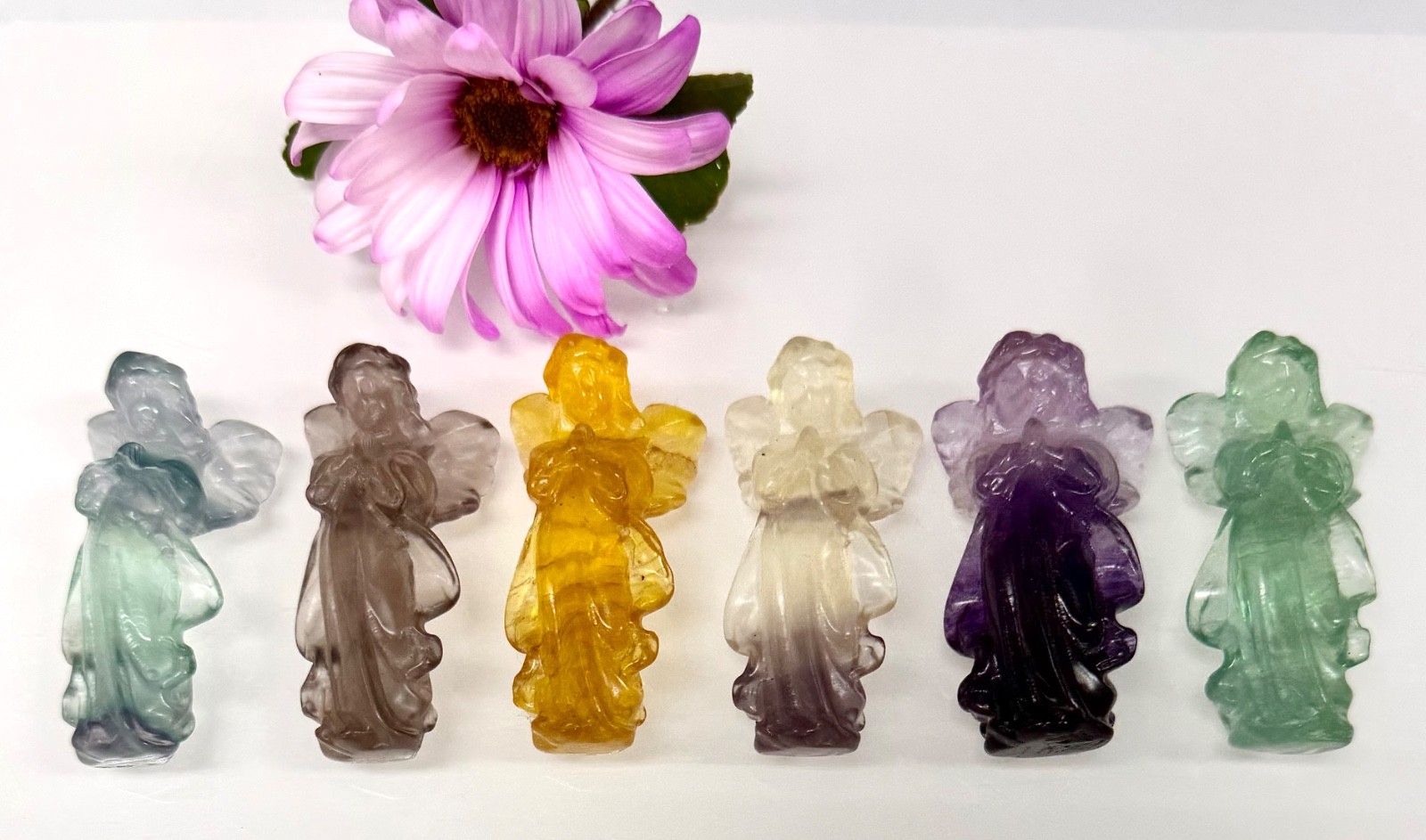 Wholesale Lot 6 Pcs Natural Fluorite Angels 7cm crystal Healing Energy