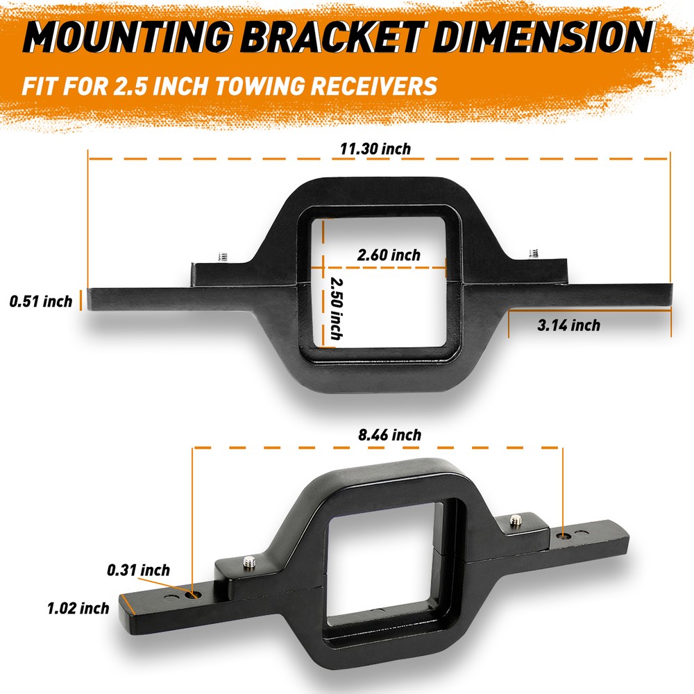 Trailer Tow Hitch Mount Bracket + 4'' LED Combo Beam Offroad Work Reverse Lights