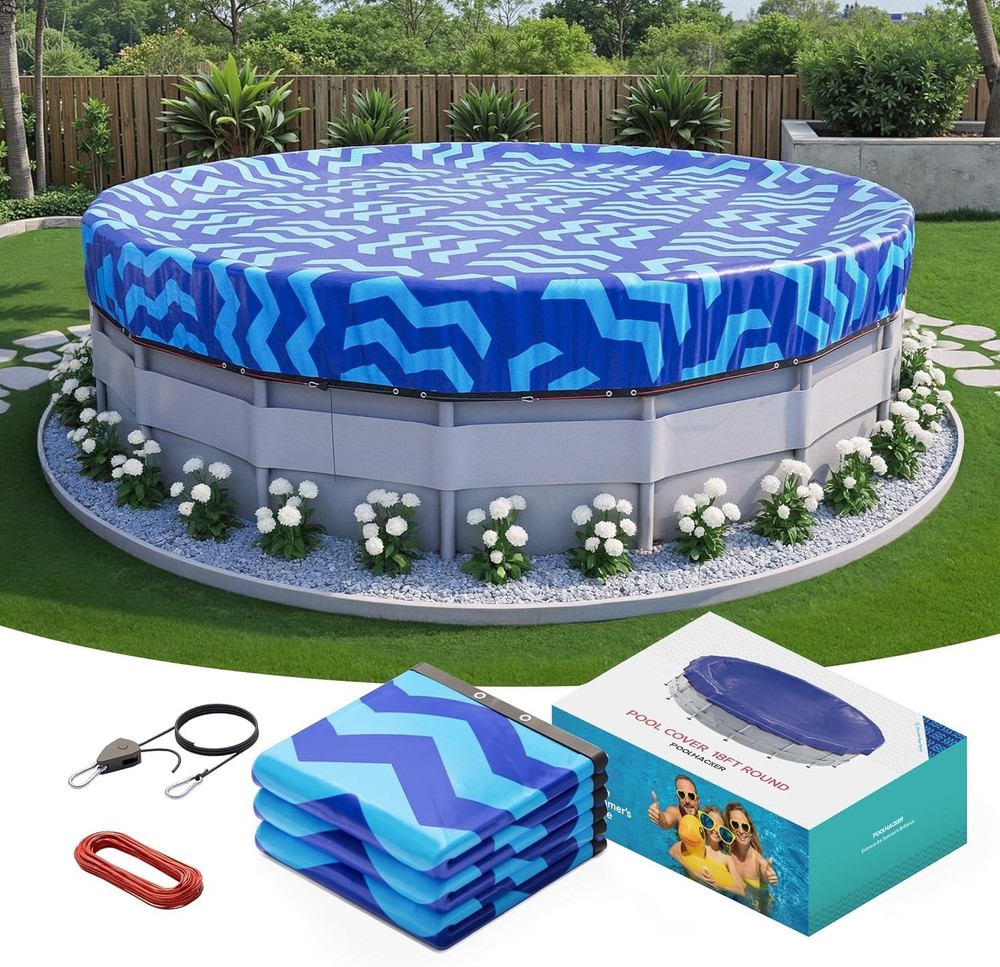 POOLHACKER 21 ft Round Winter Pool Cover for Above Ground Pool Extra Thick 420D
