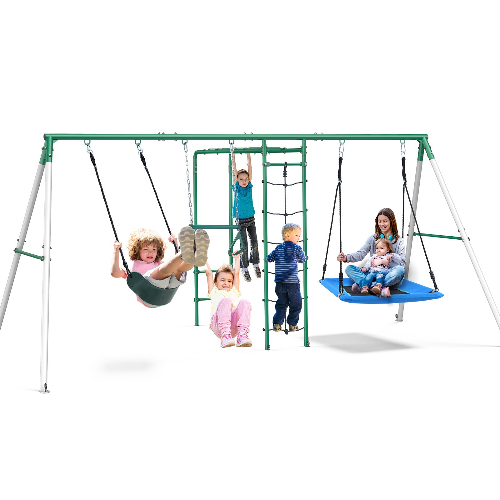550lbs Metal Swing Set for Kids Playground Set Outdoor Backyard Play Heavy Duty