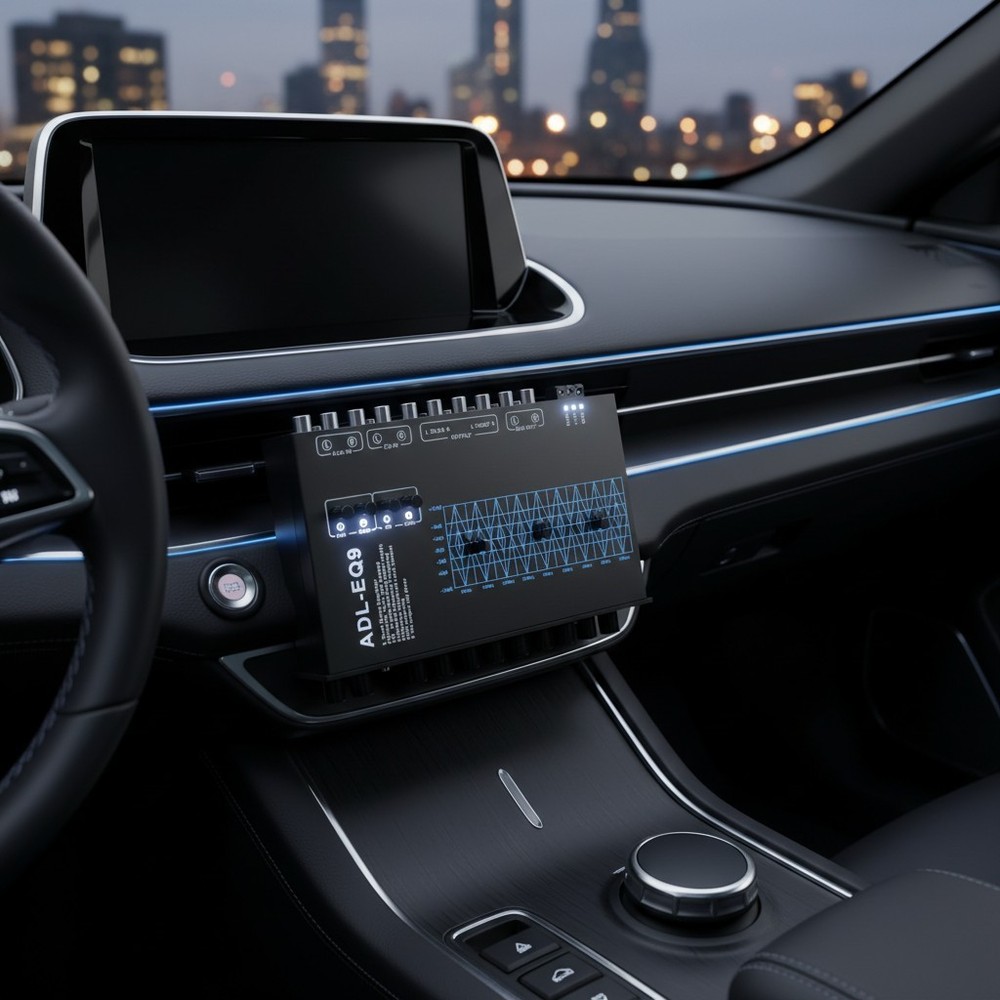 9-Band Car Equalizer with CD/AUX Input & Adjustable Subwoofer Control