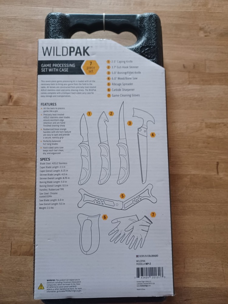 Outdoor Edge WP-2 Wild Pak Game Processing Set - 7 Piece - NIB