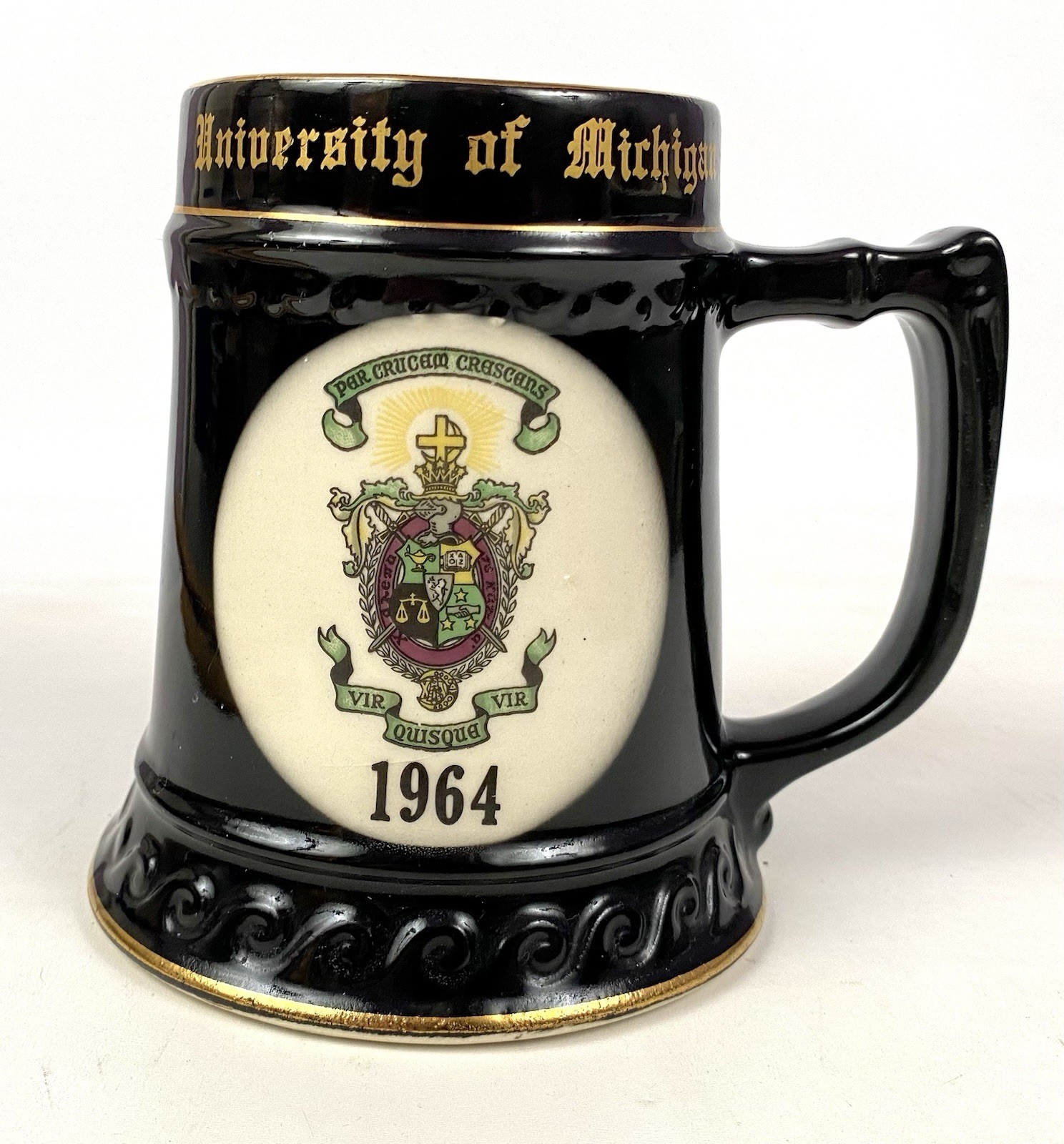 Vintage 1964 University of Michigan Lambda Chi Alpha Ceramic Beer Mug Stein JIM