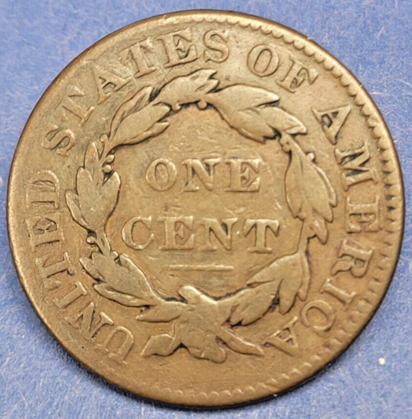 1832 Coronet Head Large Cent 1c, Large Letters