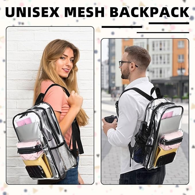 Clear Backpack, 15'' Clear Backpacks for School Heavy Duty