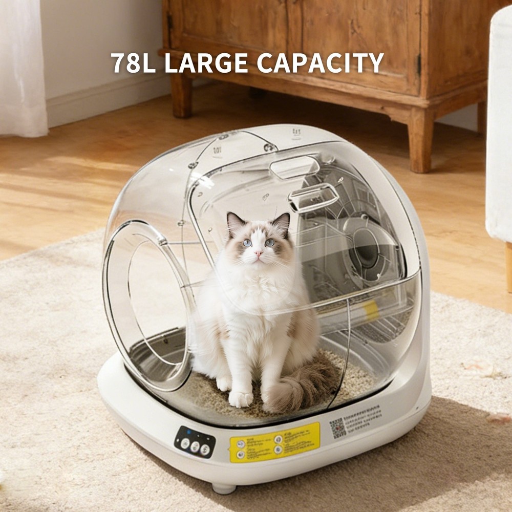 Self Cleaning Cat Litter Box,78L, No Scooping Automatic Litter Box / APP Control