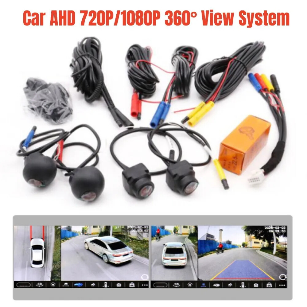 360° Car Camera Panoramic Surround View AHD 1080P Right+Left+Front+Rear 4-Camera