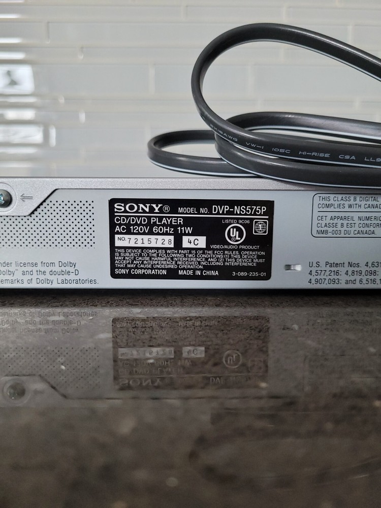 Sony DVD CD Player DVP-NS575P Video Cable W/ Remote Tested Working