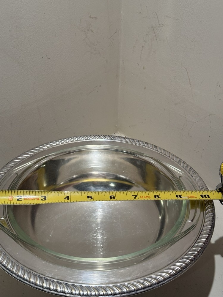 1883 FB ROGERS SILVER CO. COVERED SERVING DISH W PYREX GLASS BOWL INSERT