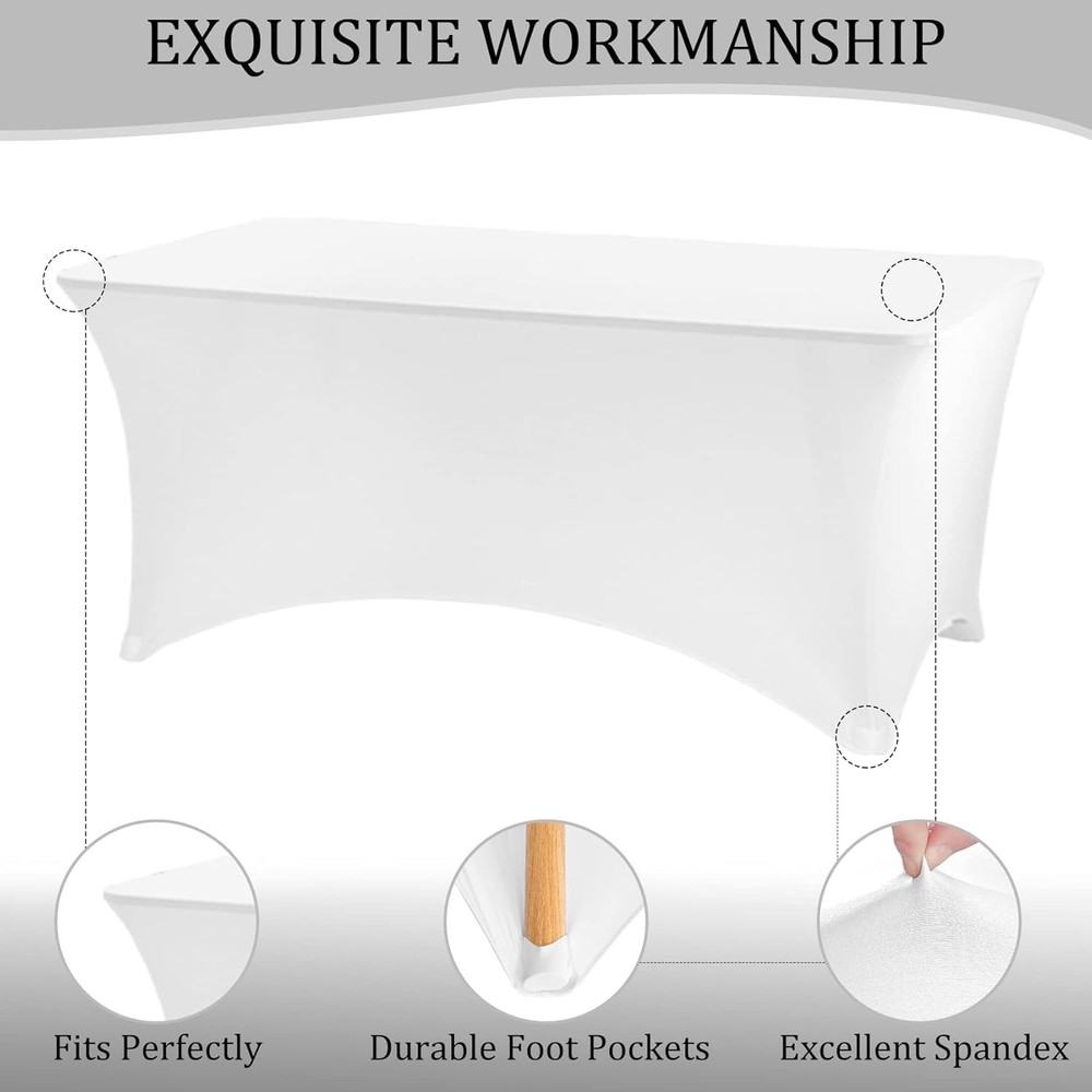 2 Pack 6FT Spandex Table Covers Washable Resistant Stretch Fitted Rectangle T...
