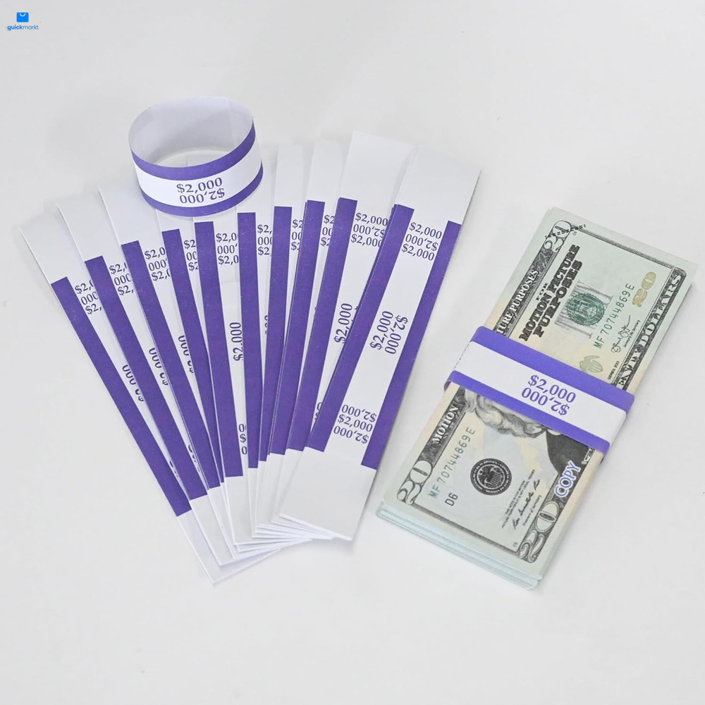100 Pcs Currency Straps - Bill Purple$2000 - 100 PCS,