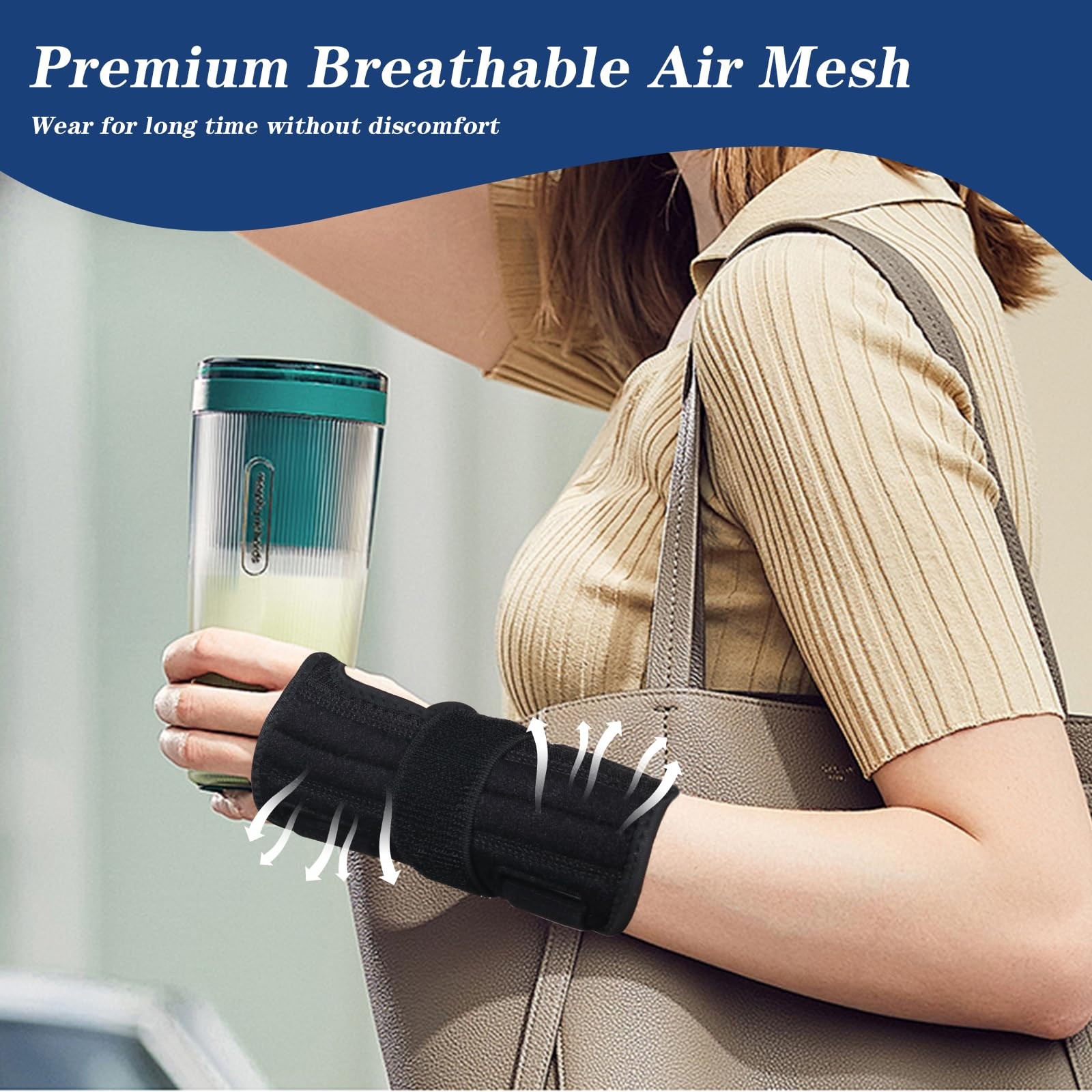 NuCamper Carpal Tunnel Wrist Brace Night Support for Men & S/M, Black-Left