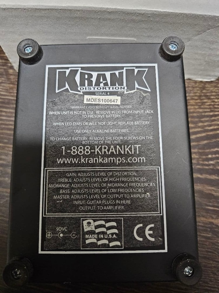 Krank Distortion Effector Distortus Maximus Guitar Pedal