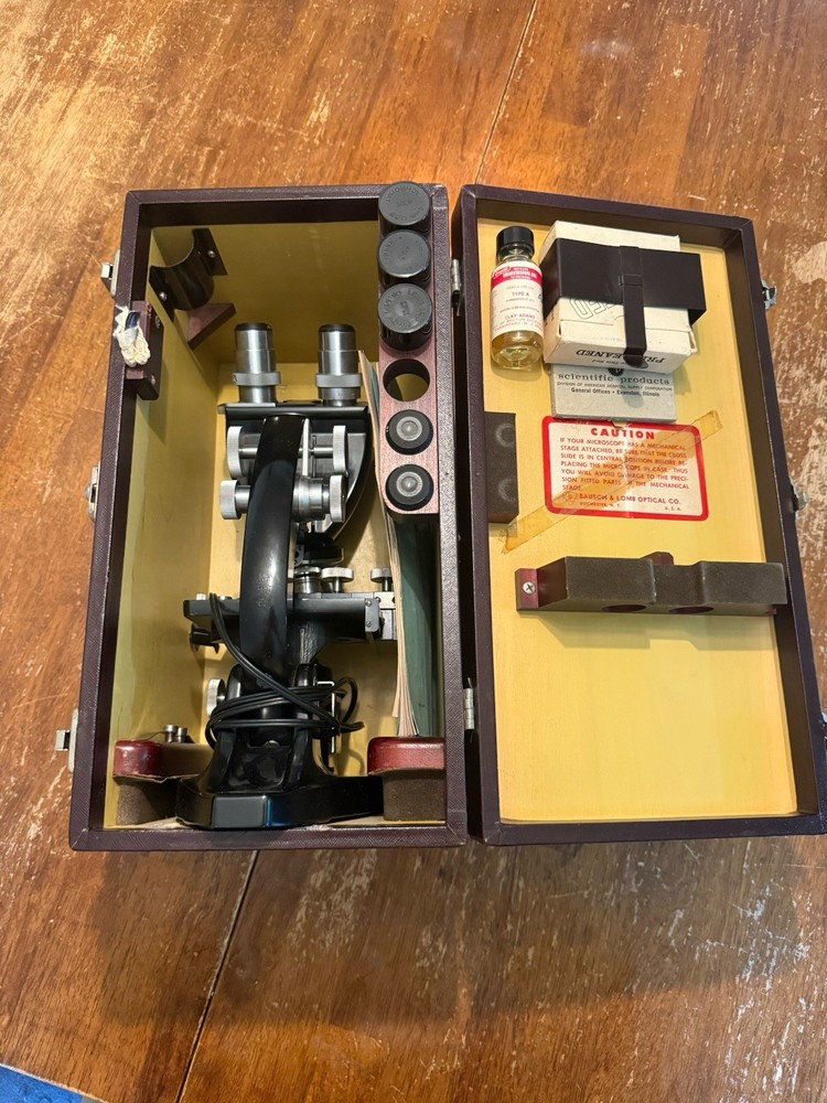 Vtg Bausch & Lomb Binocular Microscope