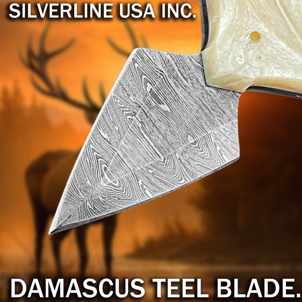 Damascus Push Dagge full tang, camping, hunting, outdoor Hand made forged,DM 003