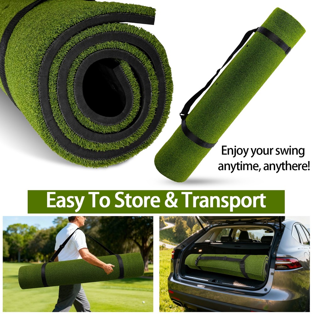 5x4ft Golf Hitting Mat - 26mm 3-Layer Turf, 6 Tee Holes, Includes Balls & Tee