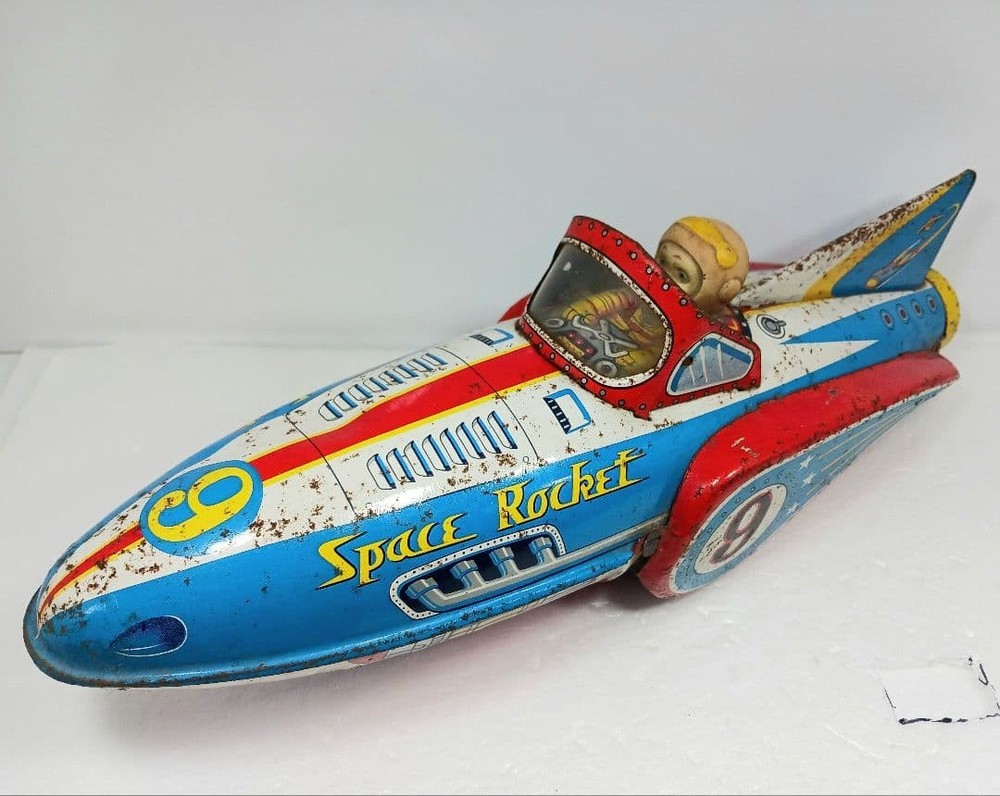 Rare Masudaya Masudaya SPACE ROCKET space rocket tin
