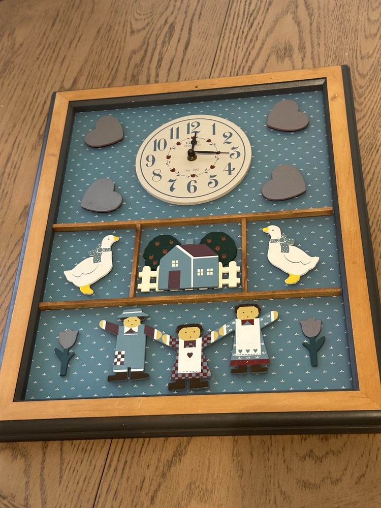 Vintage Elgin Co. Clock- Large: 20”x17” - Blue