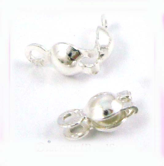 30 solid Sterling Silver Round Clam Shell Bead Tip Knot COVERs with 2 loops F98