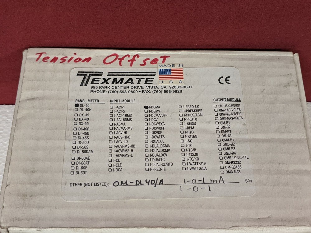 Texmate DL-40 Panel Meter / I-DCMA ID03 Input Module / NEW NOS