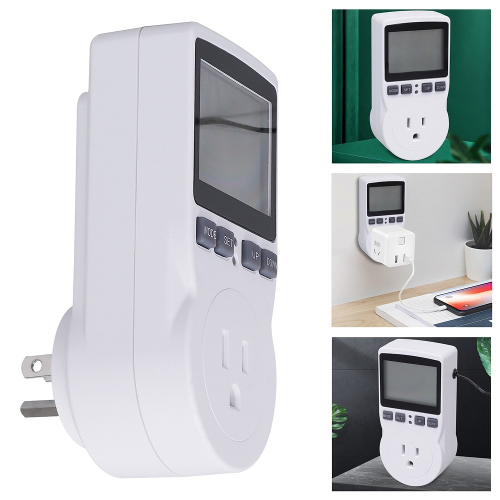 Digital Thermostat Outlet Plug Temperature Controller Heating Cooling 15A 1800W