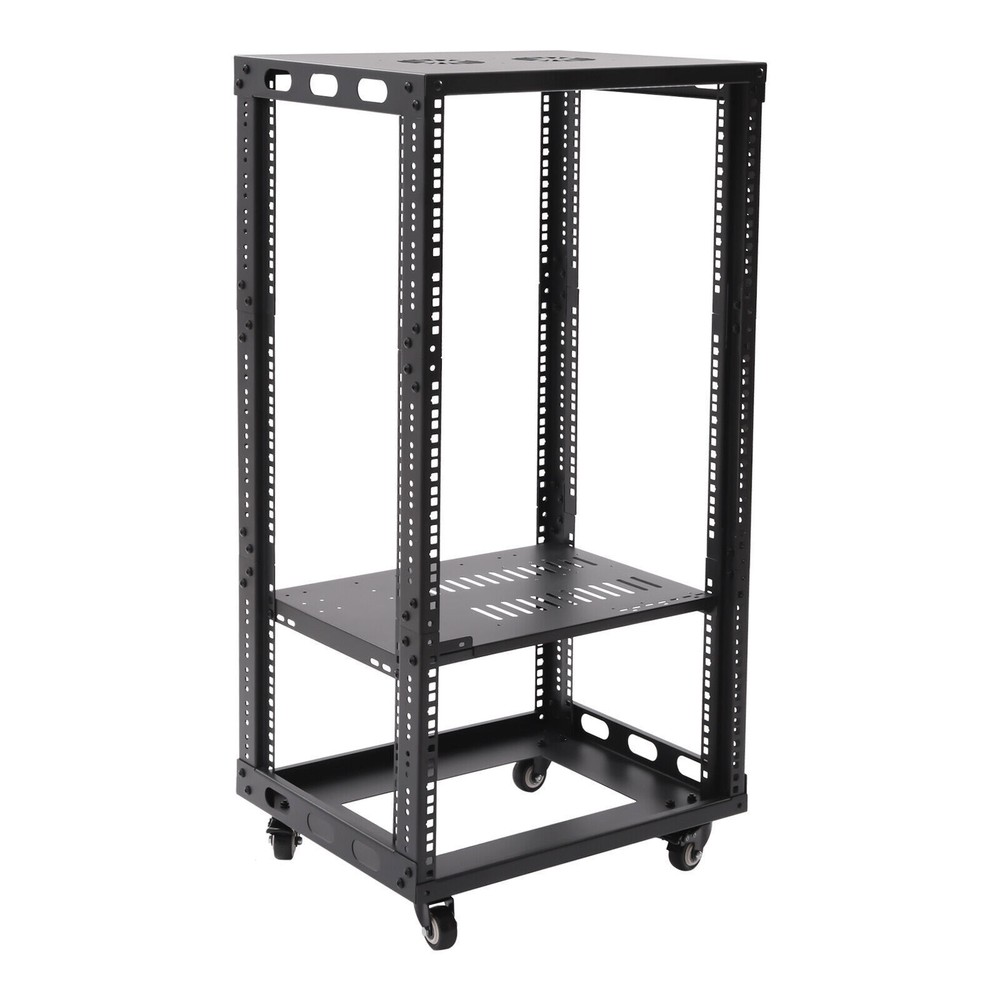 18U 4 Post Open Frame 18.5" Network Server Rack on Caters Adjustable Partition
