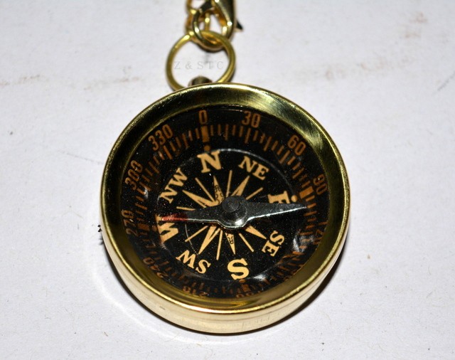 Nautical Brass Compass Keychain Pendant – Functional & Stylish Accessory