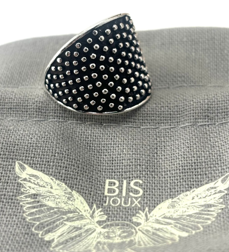 Silver ring studded circle handmade