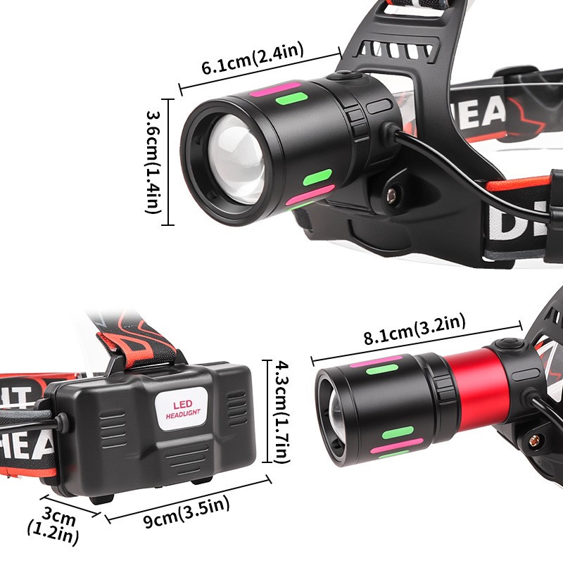 Brightest 99000000LM 30W LED Headlight Powerful Rechargeable Headlamp Flashlight