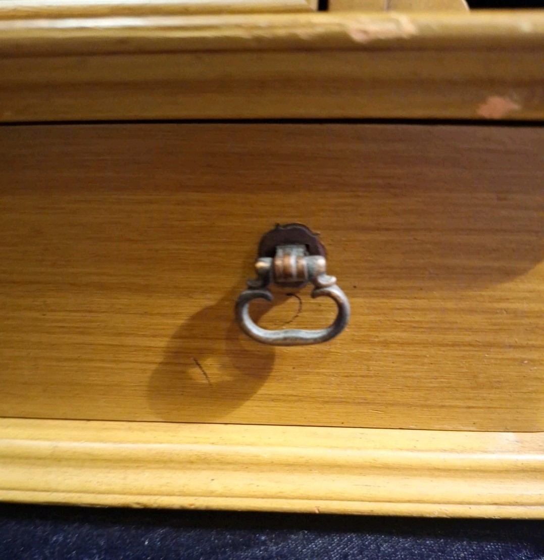 Antique Wood Tabletop Vanity Dressing Table Swivel Mirror with Storage Drawer